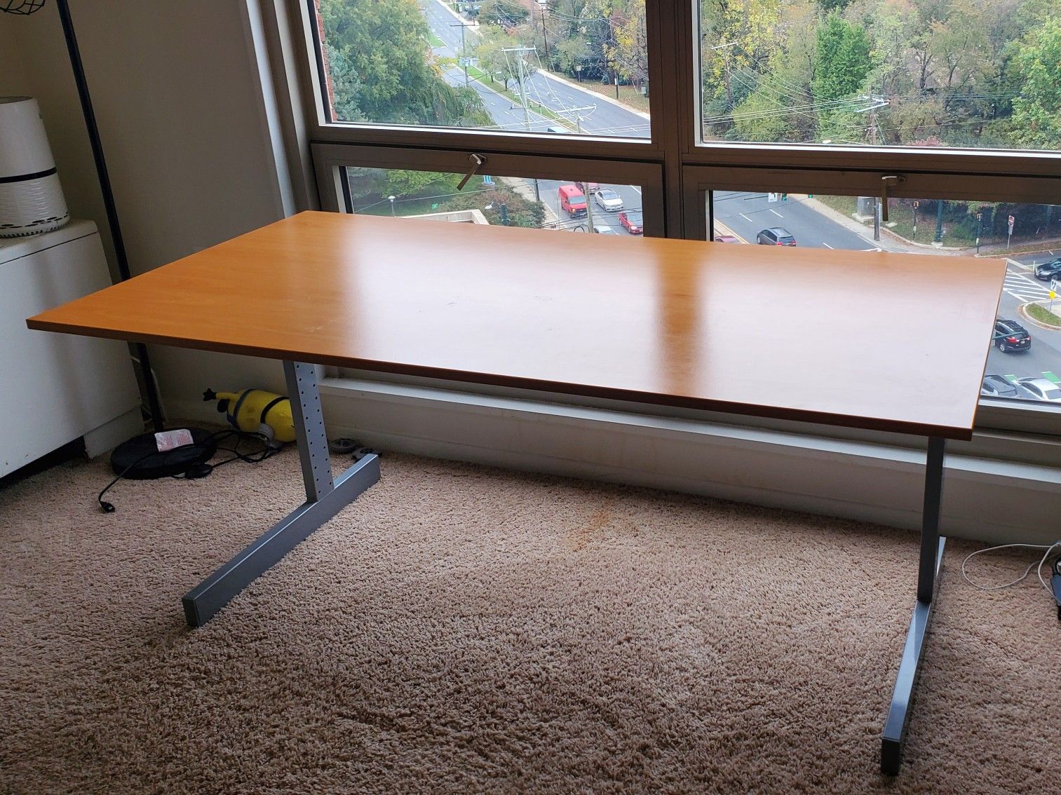 Wooden dining table / desk with metal legs