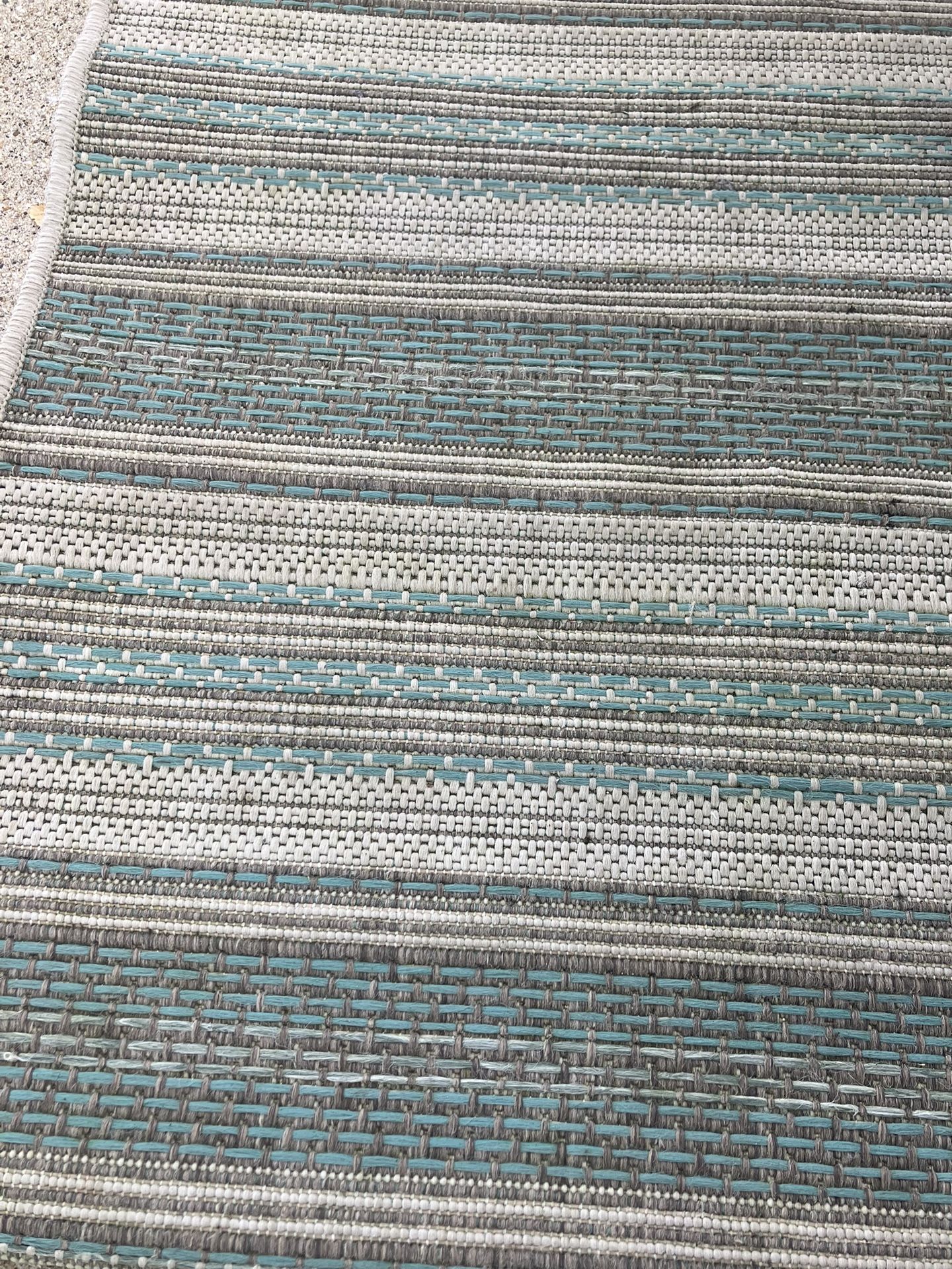 Blue Striped Outdoor Rug