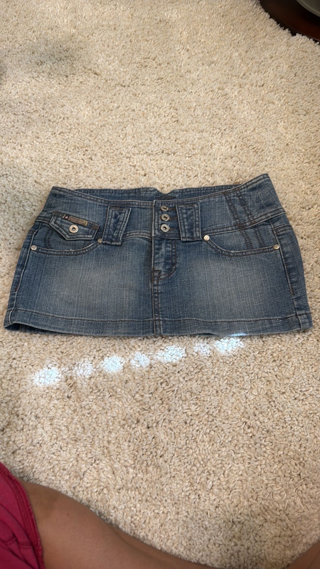 Denim Jean short Mini Skirt bubblegum 7/8 medium new never wore vintage blue