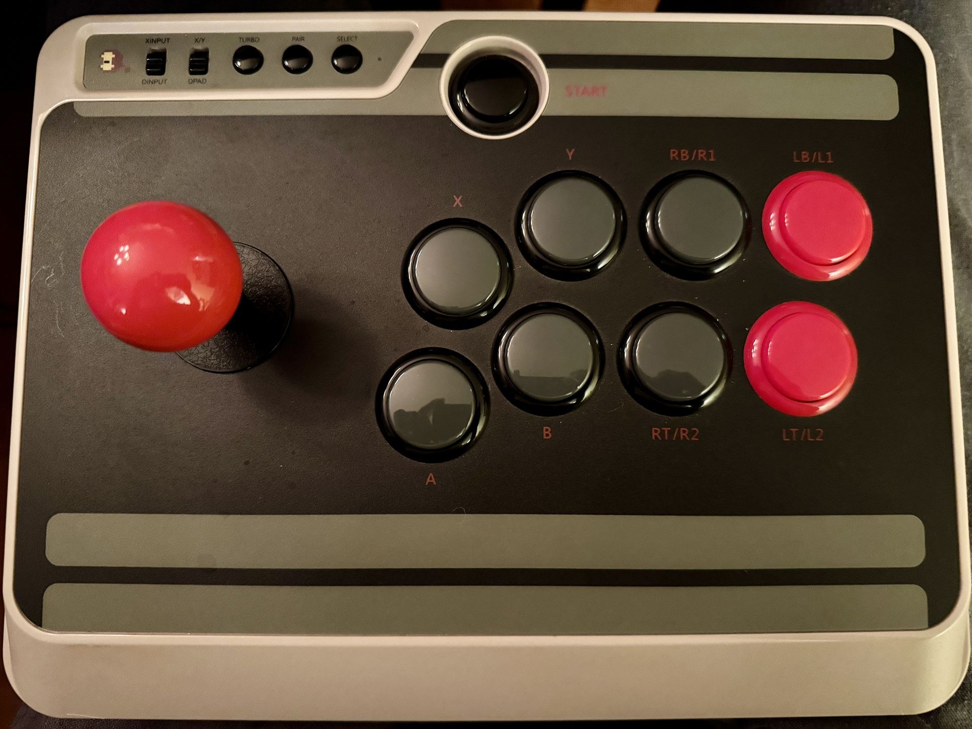 8BitDo N30 Arcade Stick (Modded with Sanwa Parts) + Original Box – Bluetooth / Wired