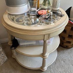 Round End Table With Glass Top