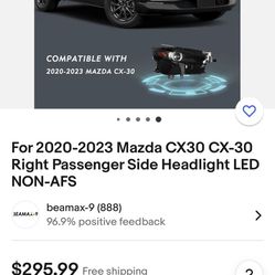 For 2020-2023 Mazda CX30 CX-30 Right Passenger Side Headlight LED NON-AFS