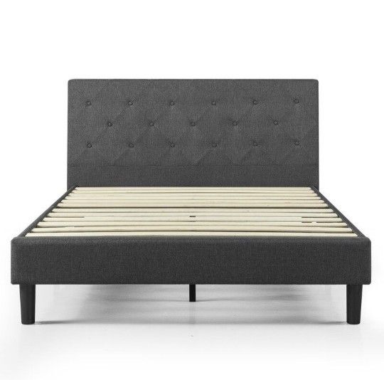 Low profile queen bed frame headboard - like new 