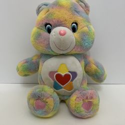 Care Bears Tie Dye 13” Plush Rainbow Pastel Just Play Bear