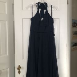 Navy Blue Silk Halter Dress, Jones New York