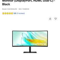 Samsung Curved Monitor s6 34 Black 