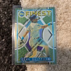 1995 Topps Finest REFRACTOR PARALLEL with peel Gary Sheffield Marlins #119