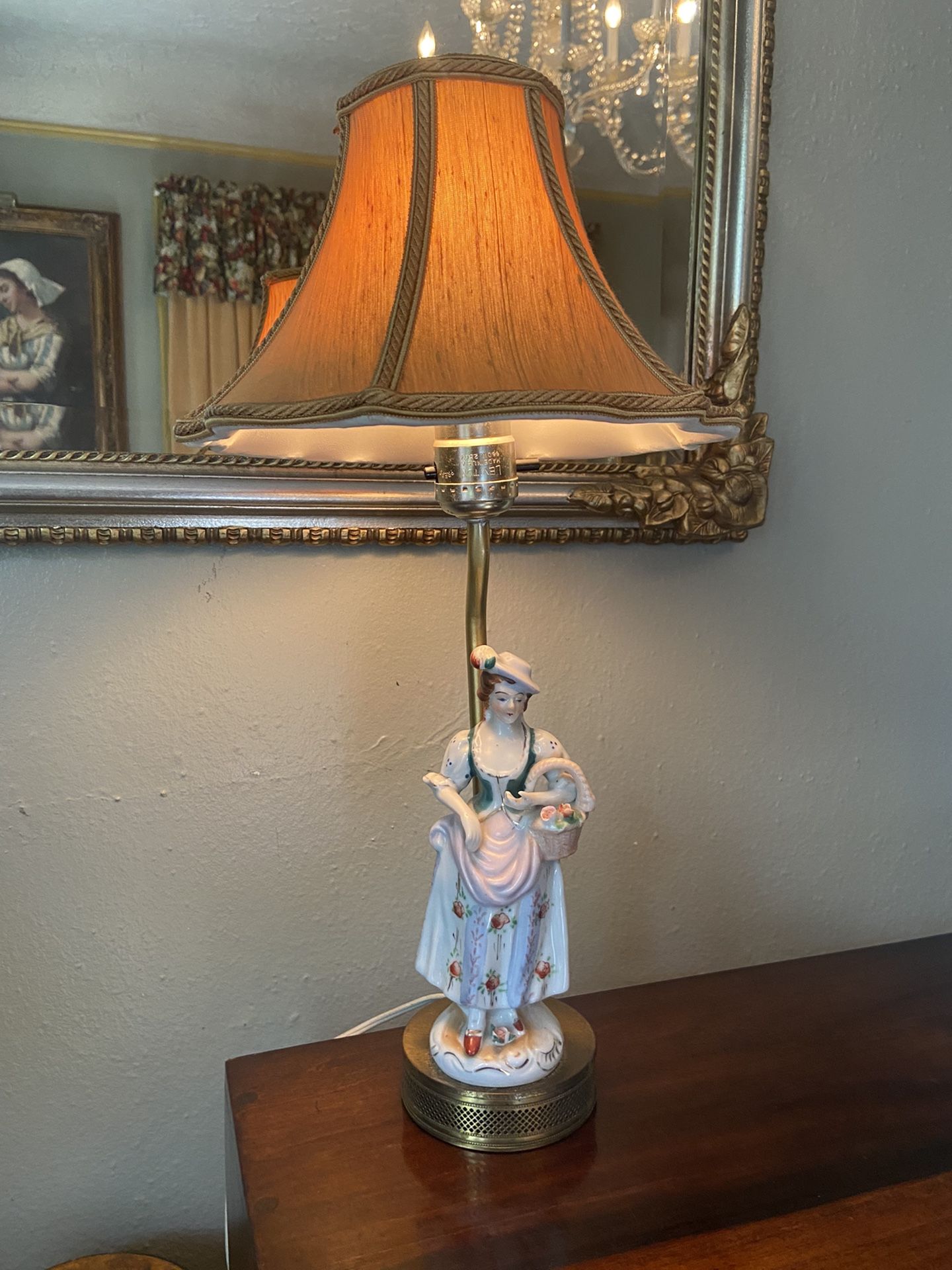 Vintage Victorian Lady Lamp (16 1/2”h)