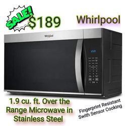 Whirlpool
1.9 cu. ft. Over the Range Microwave in Fingerprint Resistant Stainless Steel with Sensor Cooking