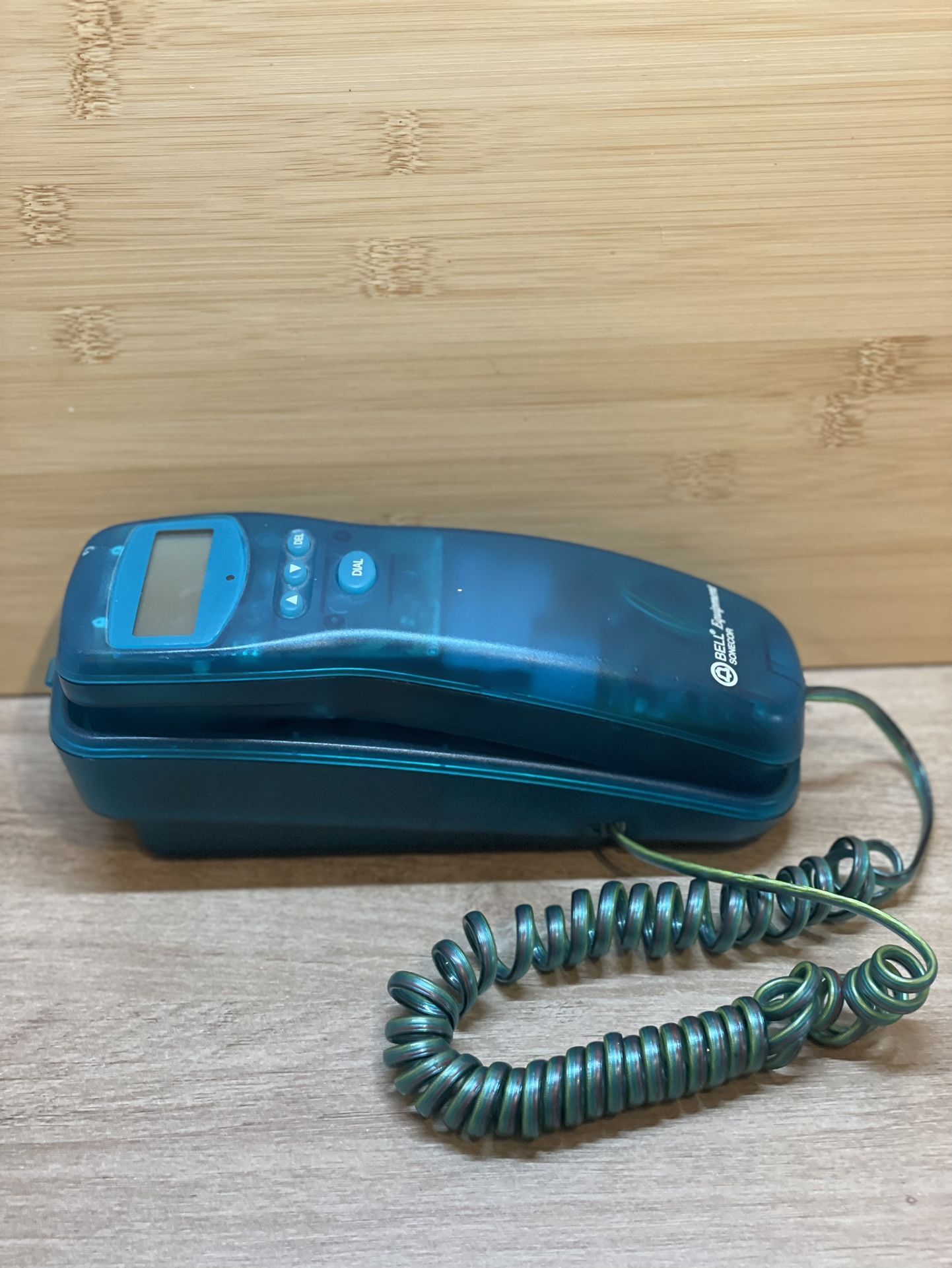 Vtg Bell Equipment Sonicore Clear See Through Teal Blue Landline corded phone