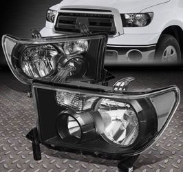 Black Housing Clear Corner Headlights Compatible with 07-13 Tundra / 08-17 Sequoia