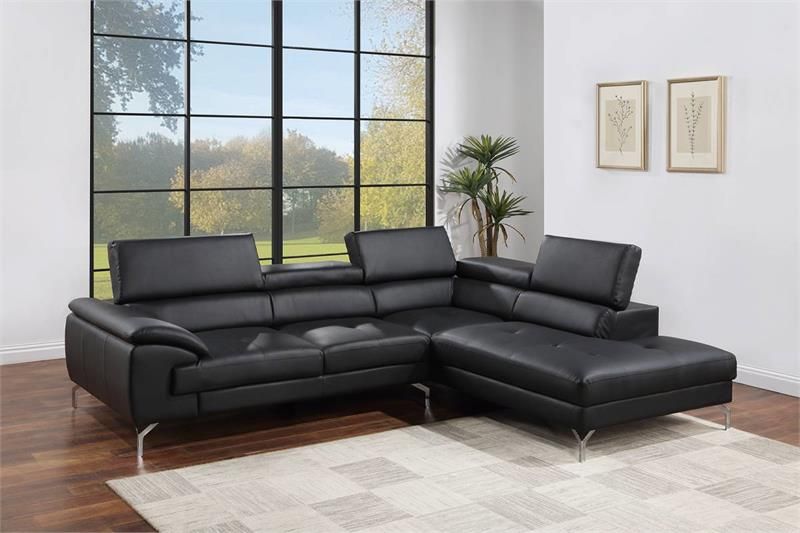 Right Facing Chaise Sectional Set - Black Color