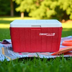 Coleman polylight 48 red cooler Fishing Camping Hunting Boat Boating Camper Van