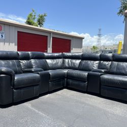 Black Leather Sectional 