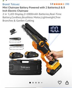 Tolcuez Mini Cordless Chainsaw 6 & 8 Inch