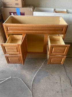 Glacier Bay Hampton 48 in. Bathroom Vanity Cabinet without Top in Oak (Assembled)
