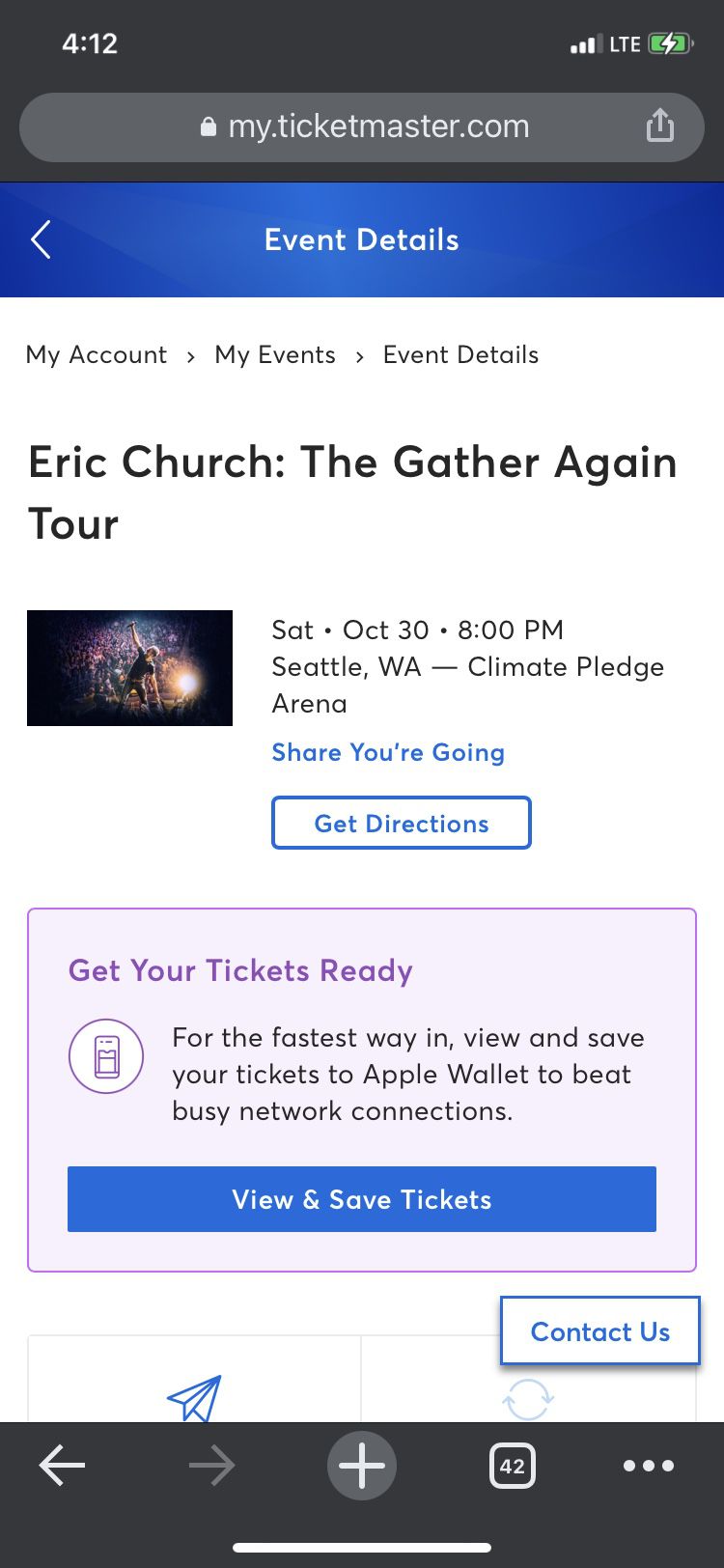 2 Eric Church Tickets 
