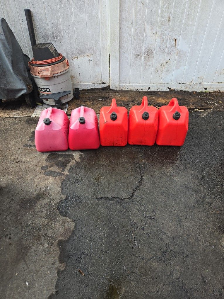 (5) Five Gallon Gas Cans