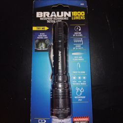 BRAUN 1800 Lumen Rechargeable Waterproof Tactical LED Flashlight

