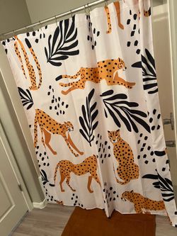 Cheetah Print Shower Curtain + Bath Rug