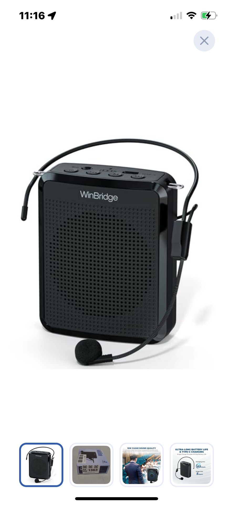 “New”Winbridge Amplifier W/headset Mic(clear Sound)(Teacher,Tour-guide,etc)retail$49))