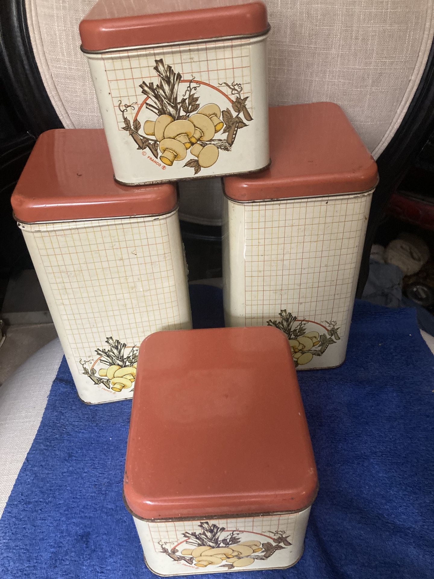 1960s Metal 4 Piece Cannister Set