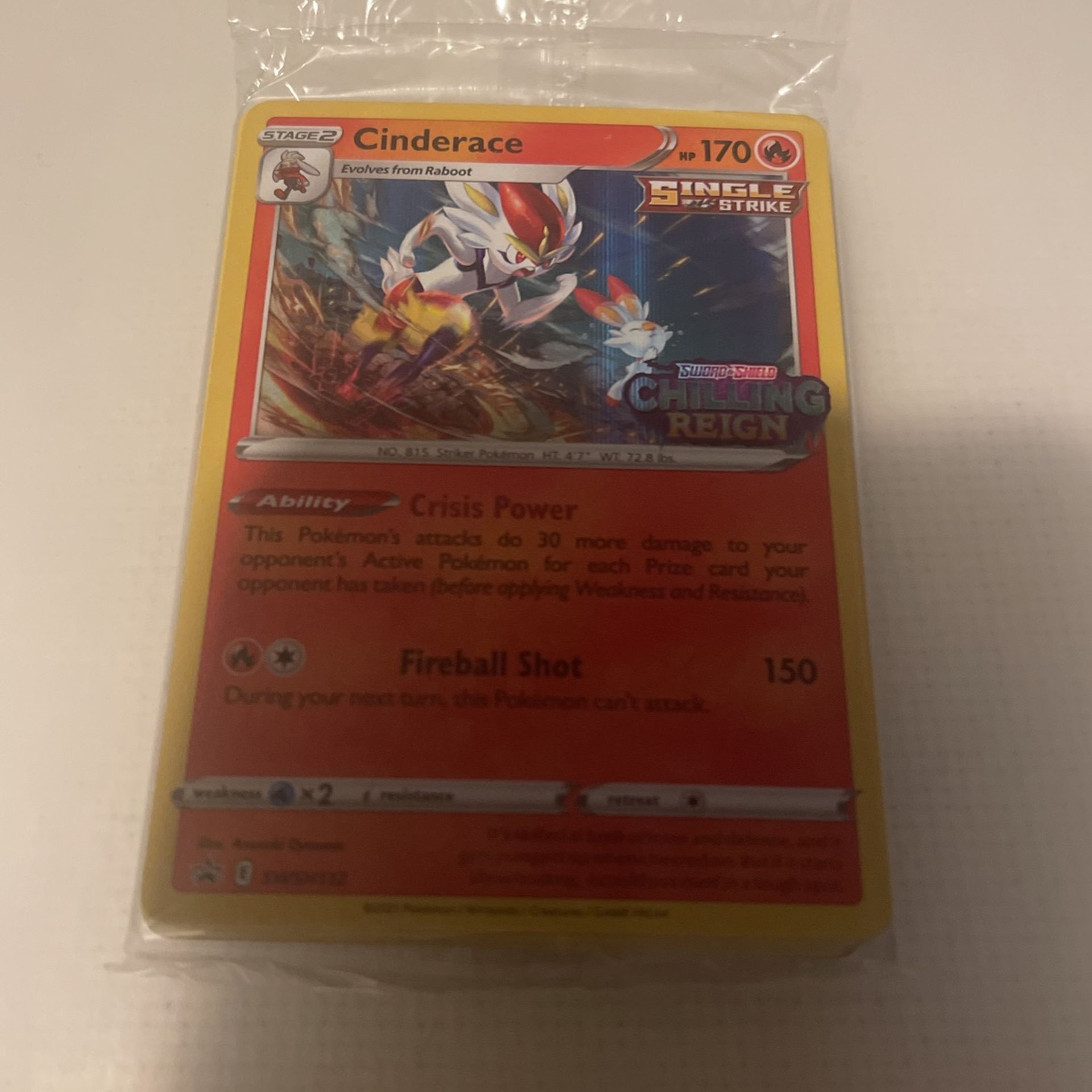 Pokémon Cinderace swsh112 Promo Still sealed never opened