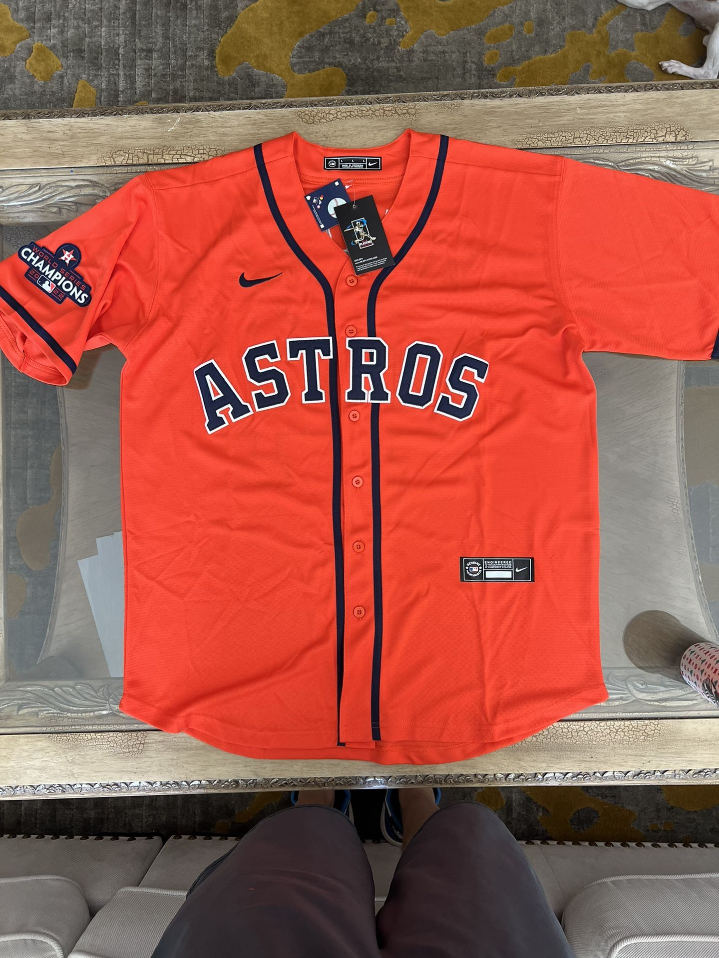 Yordan Alvarez NEW Jersey Mens Large Orange World Series Patch Houston Astros