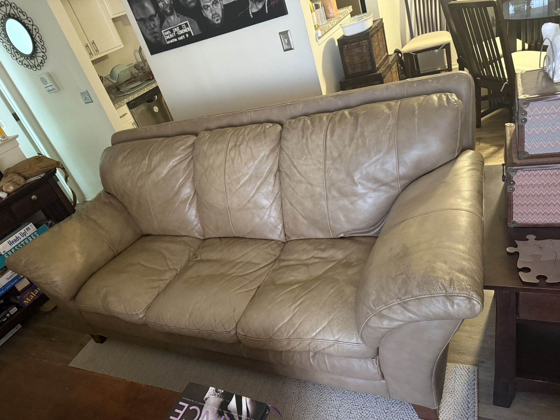 Leather Sofa+Chair+Ottoman Set – Moving Sale