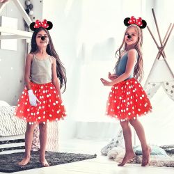 4PCS Mouse Costume Accessories, Mouse Costume Adult Women Girls Mouse Costume Kit Red Polka Dot Tutu Mouse Ears Headband Nose for Halloween