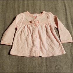 Carter's Just One You Baby Girl Pink Bow Soft Sweater Cardigan Size 6-9 Months