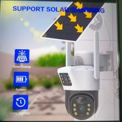 SMART DUAL LENS DOLAR SECURITY CAMERA. WIFI  DUAL LENS DOLAR SECURITY CAMERA.
SOLAR ENERGY
BUILT IN BATTERY 
FHD HIGH DEFINITION
PIT DETECTION-HUMSN S