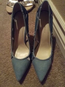 Jean material heels