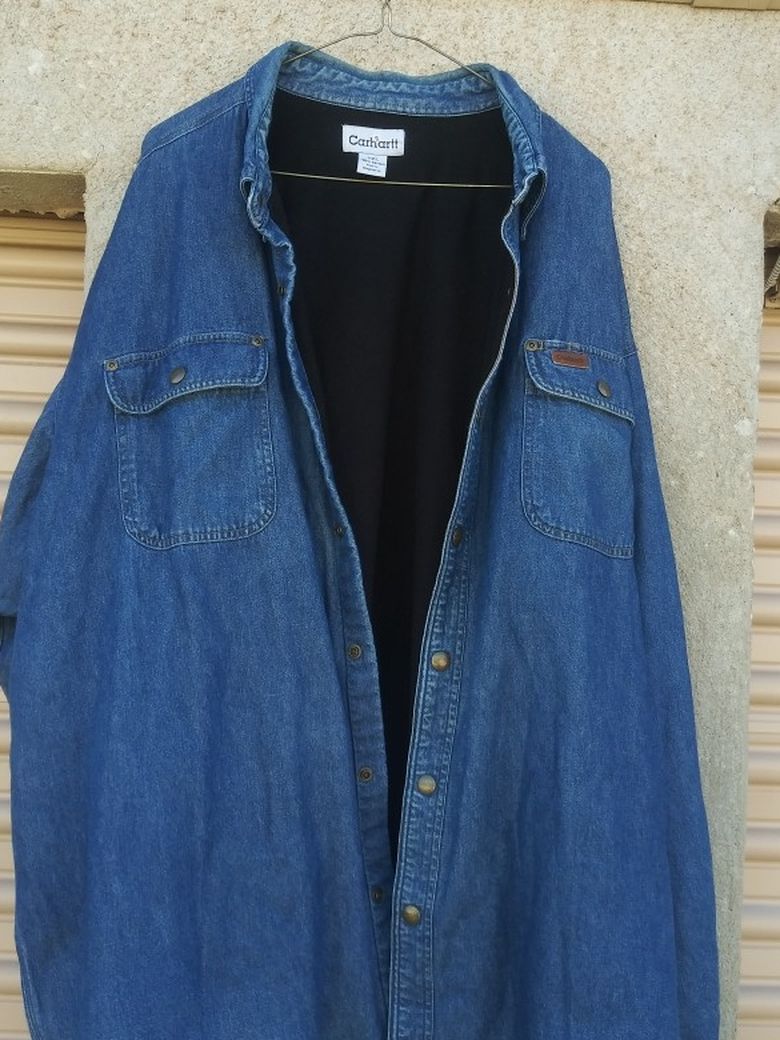 (VINTAGE) CARHARTT DENIM CLOTH LINING JEAN JACKET SIZE 2XL