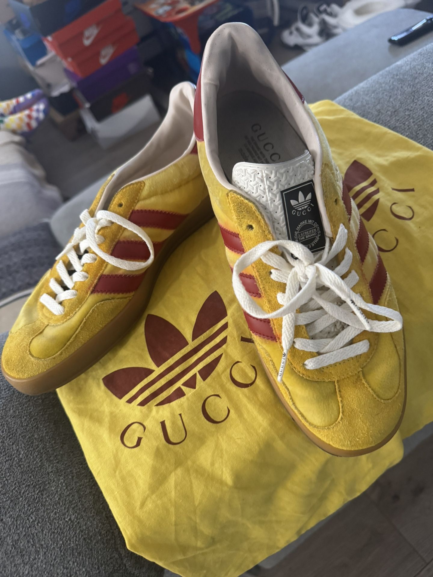ADIDAS X GUCCI GAZELLE 'YELLOW VELVET ( Used) Size 10