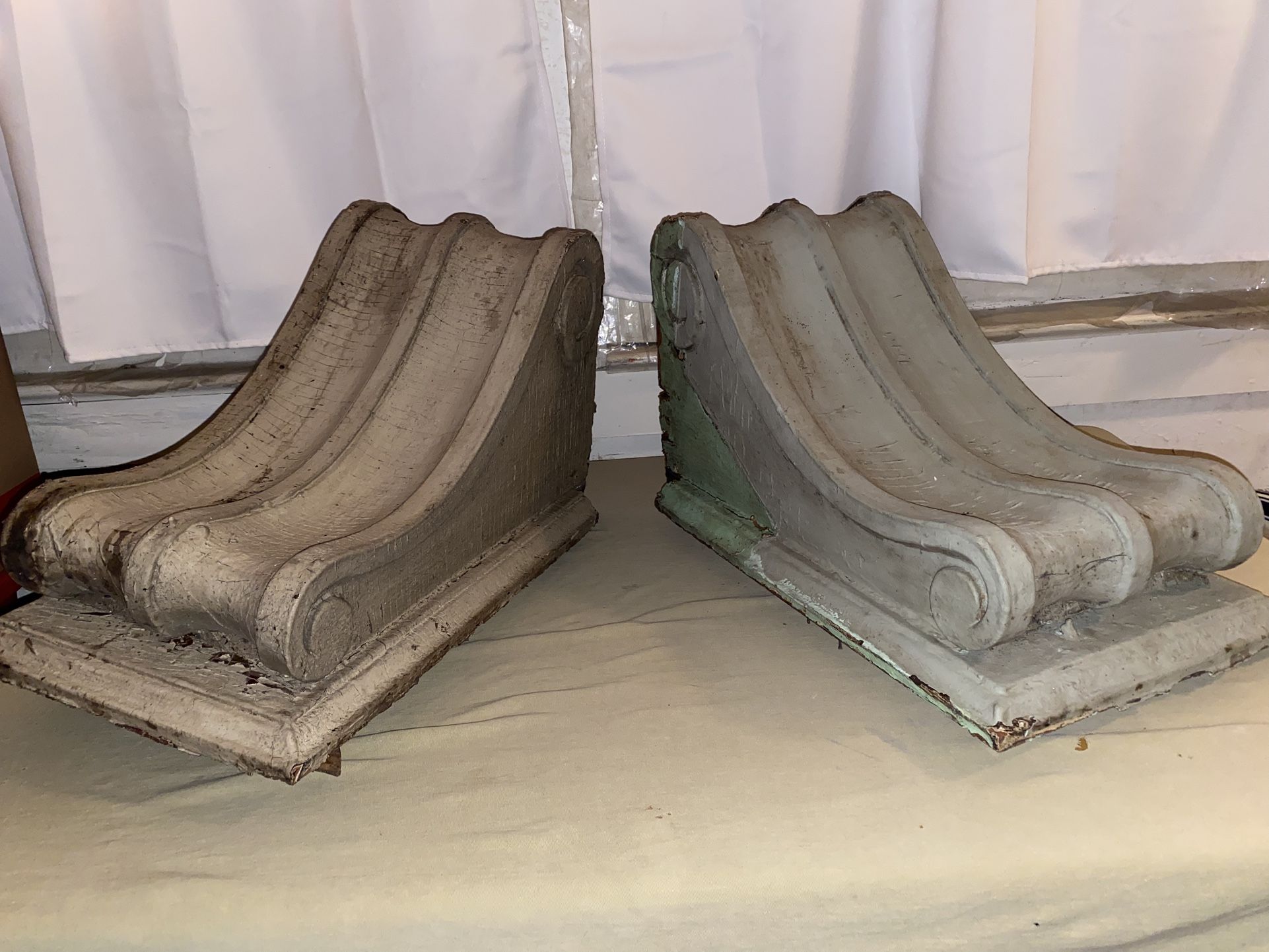 2 antique 1800s wooden Corbels very large