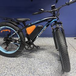 EOEOTWO 48v 20Ah Removable Battery ,30mph 40-65 Mile Range With PAS & Rear Rack With Storage Bag,26 In Fat Tires