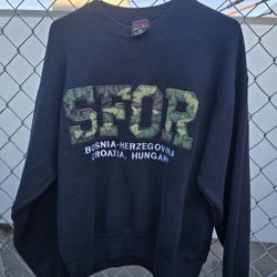 Rare Vintage  SFOR Bosnia Embroidered Sweatshirt Black Size M germany 