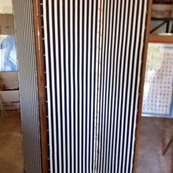 Oak And Fabric Dressing Screen