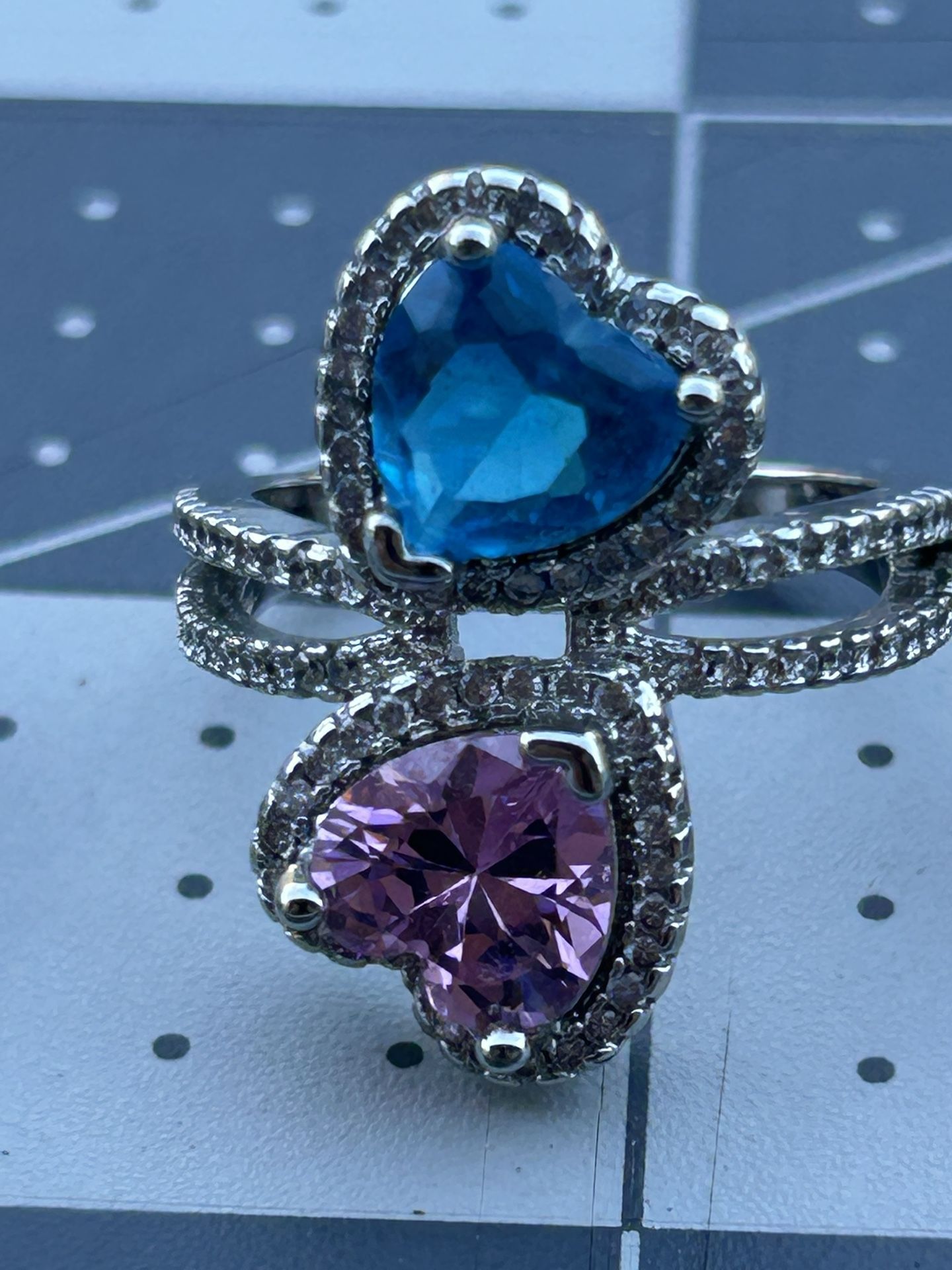 Beautiful Double Heart 925 Sterling Silver Ring