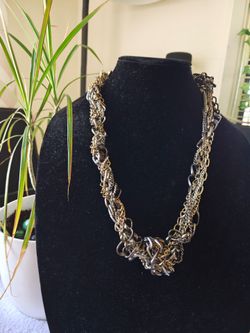Mixed Metal Multi-Chain Statement Necklace