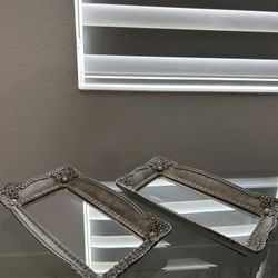 Frcctre Set of 2 Decorative Mirror Tray, Rectangle Mirrored Tray Jewelry Perfume Organizer and Display, Vintage Makeup Serving Trays with Handles for 