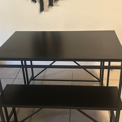 Black Table With 2 Benches 