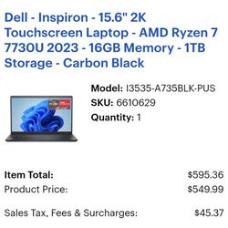 Dell - Inspiron - 15.6" 2K Touchscreen Laptop -