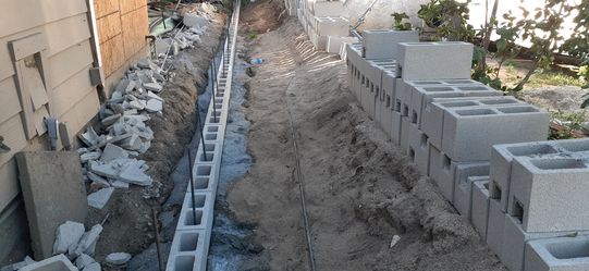Block wall & concrete