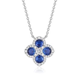 SUNFEEL Sterling Silver Four Leaf Clover Necklace, Cubic Zirconia Necklace for Women Lucky Flower Pendant Necklace Dainty Jewelry Gift for Her