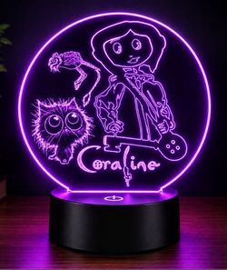 Coraline Halloween Christmas Thanksgiving spooky lamp