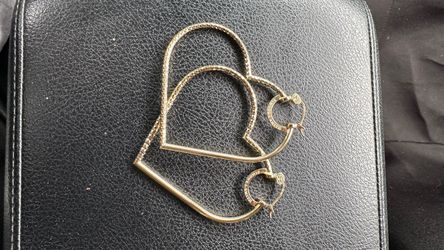 Simone Smith 925 silver Gold Heart Hoop Earrings