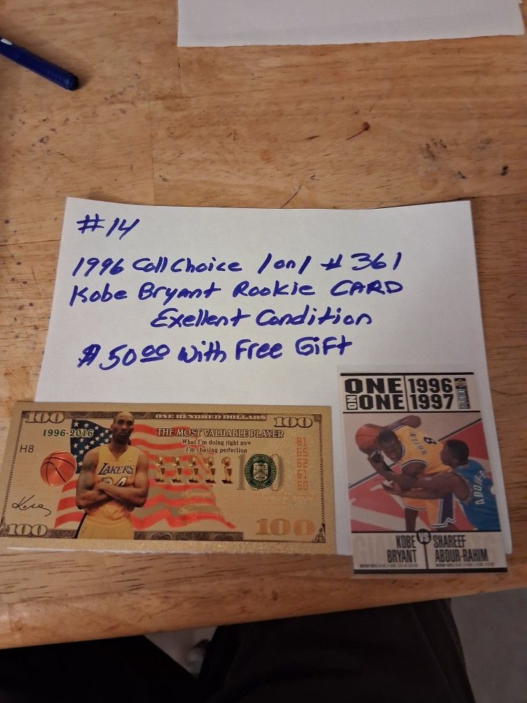 Kobe Bryant Rookie Card With Free Gift Item Description Is In The Photo
