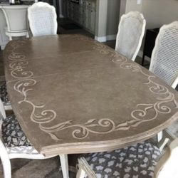 French Provincial Dining Set With Recovered Chairs
